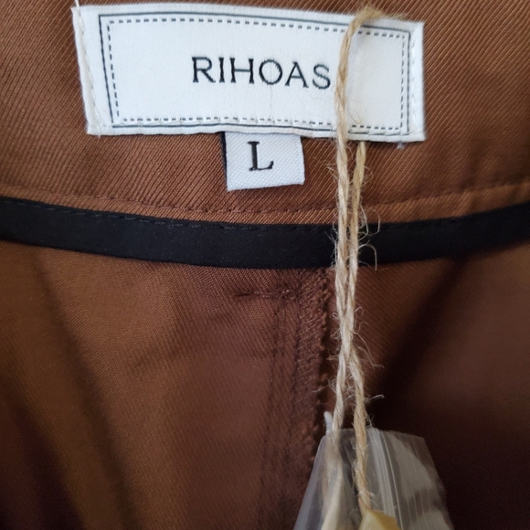 RIHOAS - Brown High Waisted Pleated Straight Pants - BNWT - Picture 3 of 5